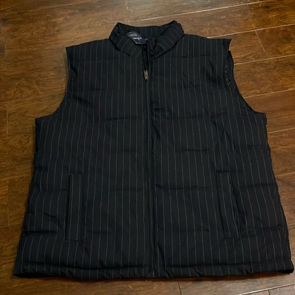 NWT Stafford Mens XL Quilted Vest Navy Stripe Full Zip Outdoor Casual Winter